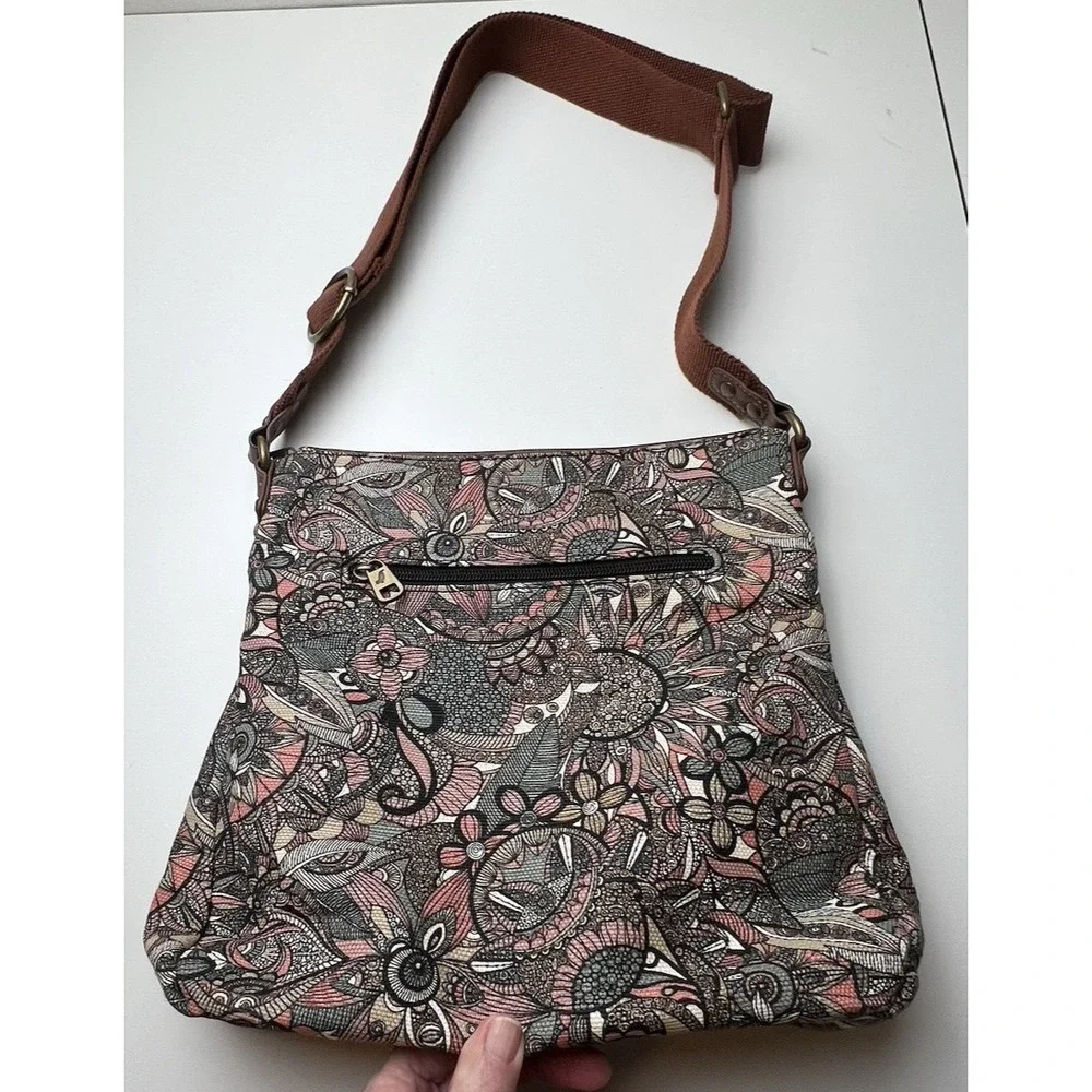 Sakroots Flap Crossbody Spirit Desert Canvas Bag  Sienna Patchwork Corduroy